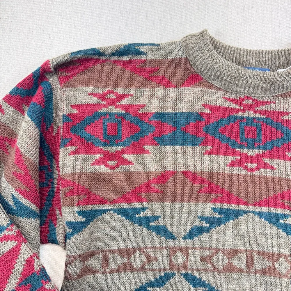 Knights Bridge Men’s M Southwestern Aztec Wool Blend Knit Sweater Made England